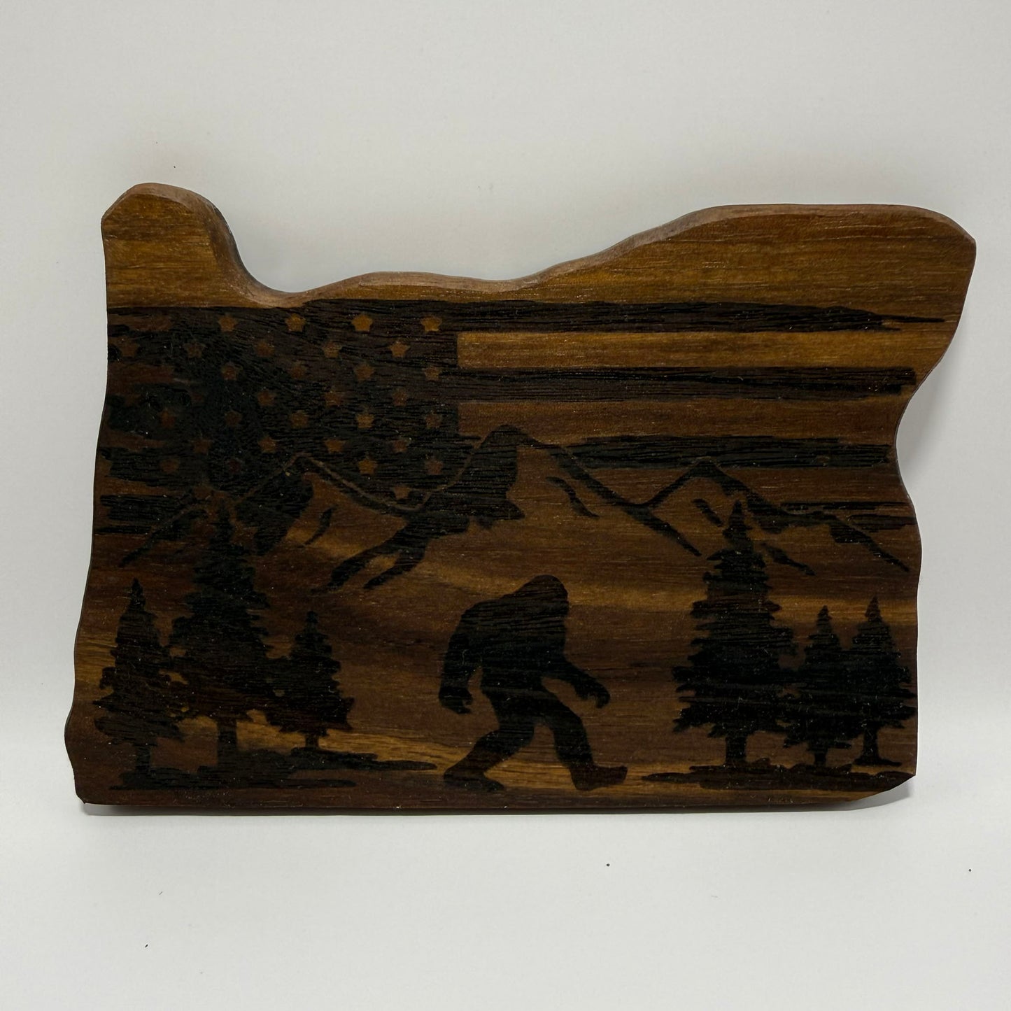 Engraved Coaster - Oregon Big Foot & Flag