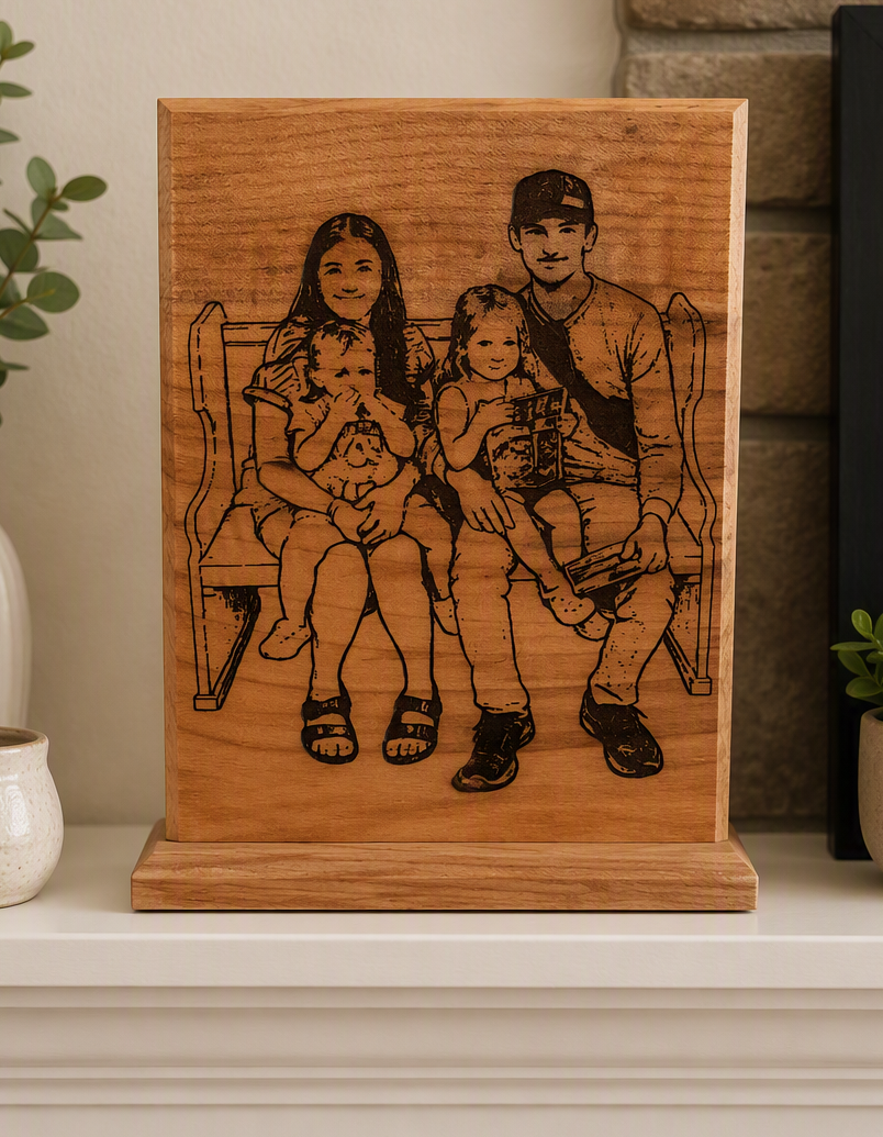 Laser Engraved Photo 5x7 Oak with Stand