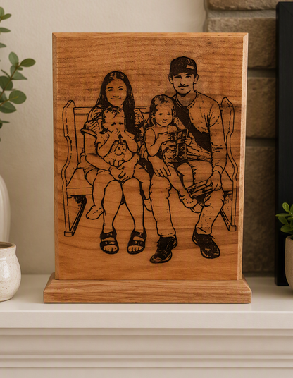 Laser Engraved Photo 5x7 Oak with Stand