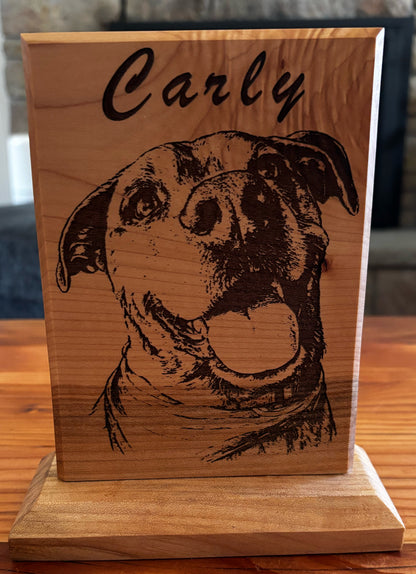 Laser Engraved Photo 5x7 Maple with Keyhole Hanger