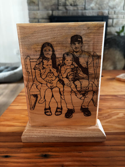 Laser Engraved Photo 5x7 Maple with Keyhole Hanger