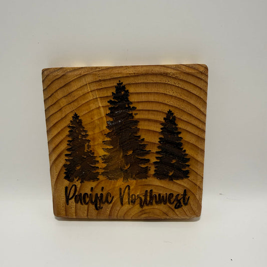Engraved Coaster - PNW 3 Trees