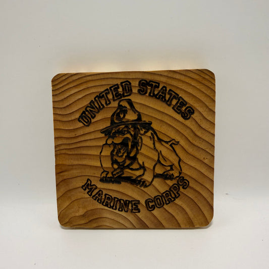 Engraved Coaster - Marines Dog