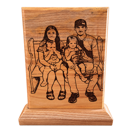 Laser Engraved Photo 5x7 Maple with Keyhole Hanger