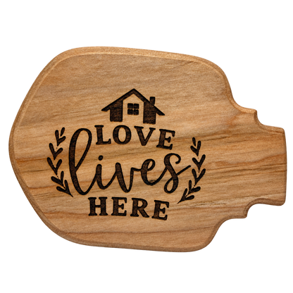 Design inspiration: Love lives here. Past-work example; choose your size and wood.