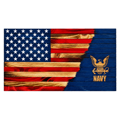 Navy wooden flag design example.